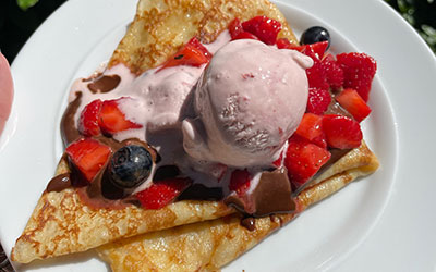 Streetfood und Fingerfood Catering Pancake mit Eis